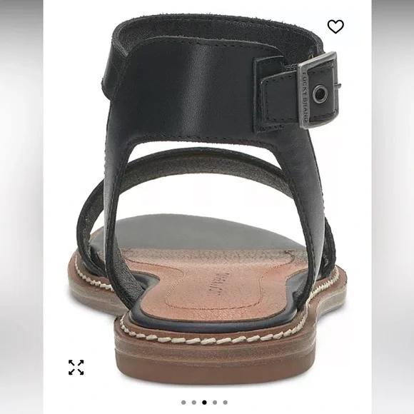 LUCKY BRAND Kimaya Black Leather Ankle-Strap Comfort Flat Open Toe Sandals 7.5 M - Picture 11 of 12
